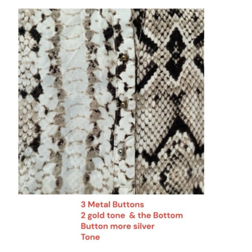 Violet & Claire Animal Print Blouse Top Long Sleeve Brown Cream Size Small - Picture 10 of 15
